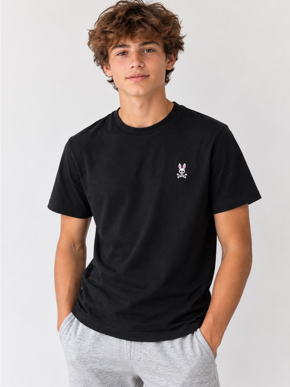 Psycho Bunny Youth Black Pima Cotton Logo T-Shirt Size L 14/16
